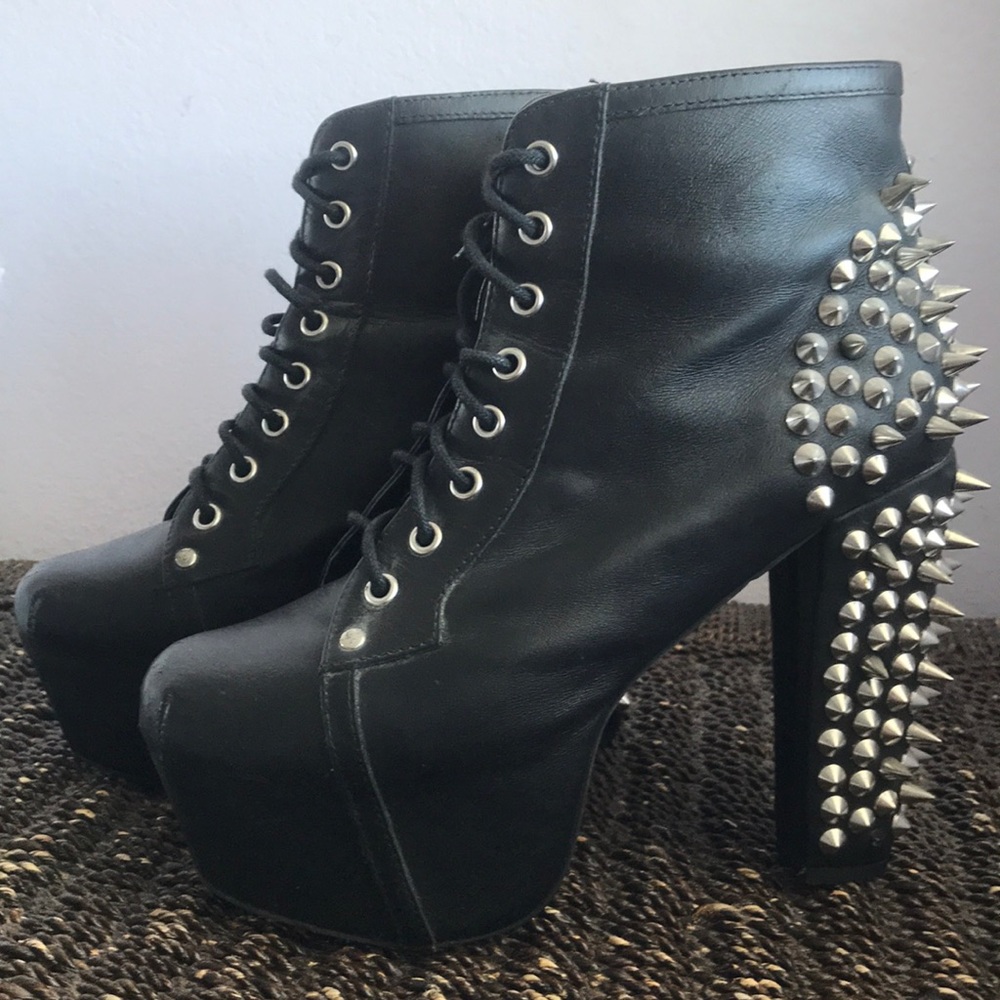 Jeffrey Campbell Lita Black Spiked Booties